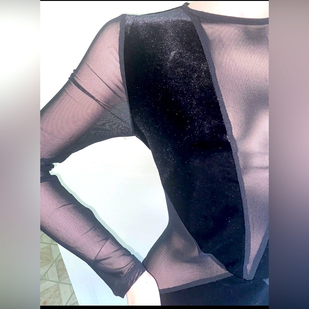 Naked wardrobe velvet sheer cut out clubbing dress sz. XL (M-L) - Picture 8 of 9